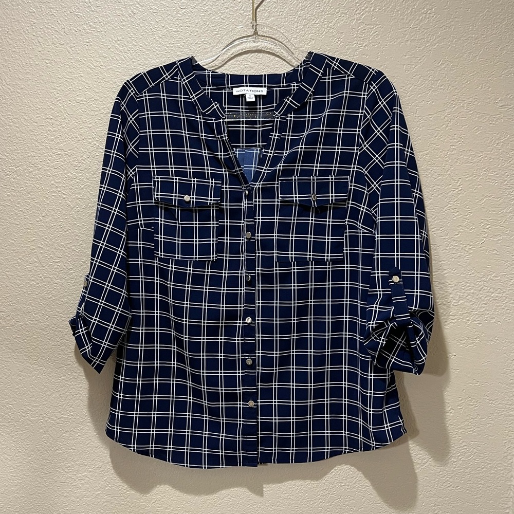 Notations Button Down Blouse Size M - image 2